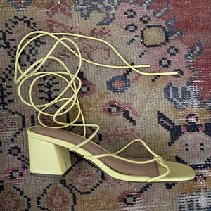 Urban outfitters yellow block tie heels